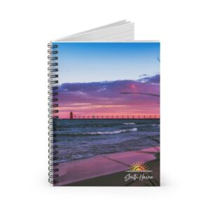 Experience South Haven - Purple Lighthouse - Spiral Notebook - Ruled Line