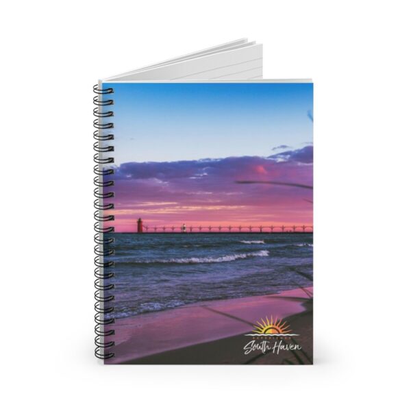 Experience South Haven - Purple Lighthouse - Spiral Notebook - Ruled Line