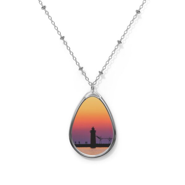 Orange & Purple Lighthouse - Oval Necklace - Image 2