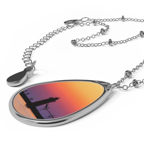 Orange & Purple Lighthouse - Oval Necklace - Image 4
