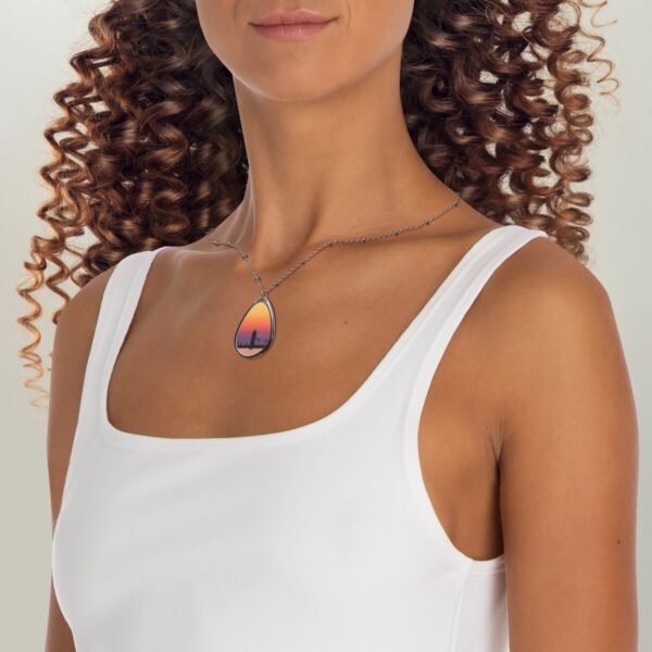 Orange & Purple Lighthouse - Oval Necklace - Image 5