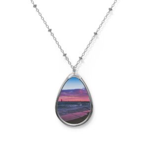Purple South Haven Lighthouse - Oval Necklace
