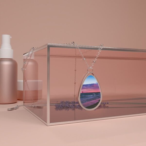 Purple South Haven Lighthouse - Oval Necklace - Image 4