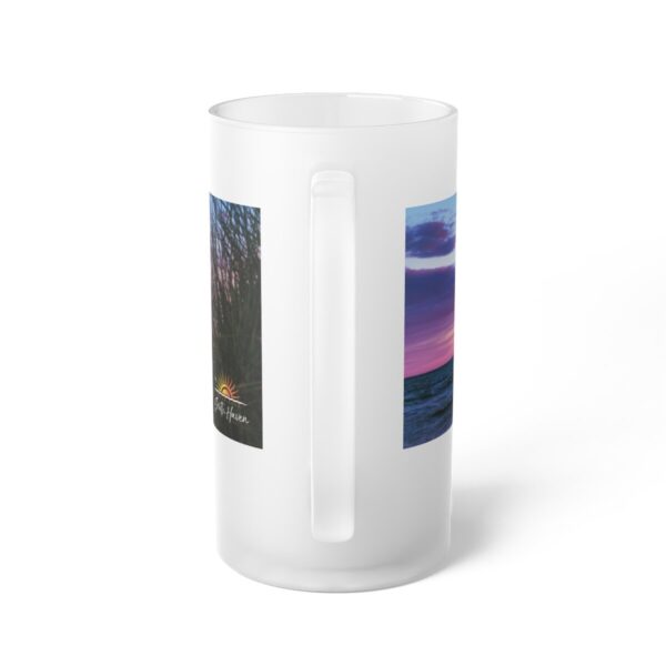 Experience South Haven - Purple Lighthouse - Frosted Glass Beer Mug - Image 3