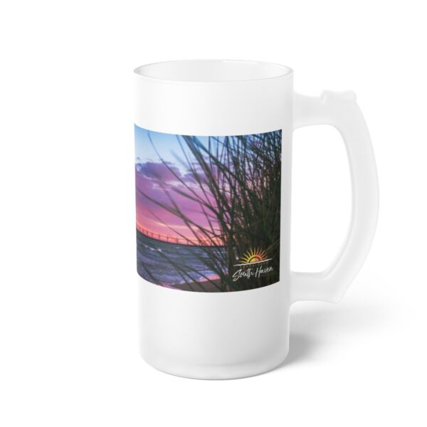 Experience South Haven - Purple Lighthouse - Frosted Glass Beer Mug - Image 5