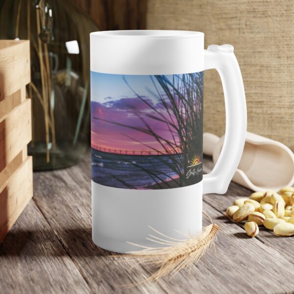 Experience South Haven - Purple Lighthouse - Frosted Glass Beer Mug - Image 7