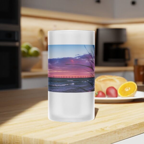 Experience South Haven - Purple Lighthouse - Frosted Glass Beer Mug - Image 8